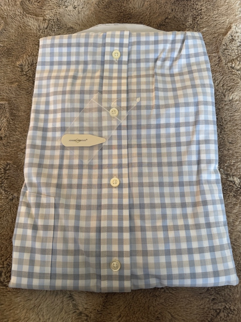 Joseph Abboud Non-Iron Dress Shirt Blue Plaid Classic Fit 19 36/37 Tall NWT - Picture 3 of 5